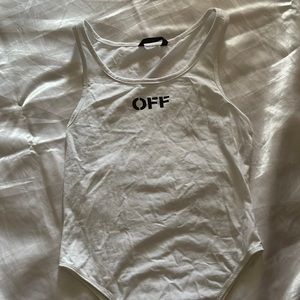 SHEIN White “off” bodysuit